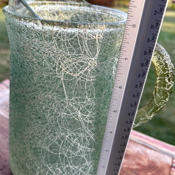 Vintage MCM Spaghetti String Glass Pitcher Green Plastic Wrap
White Drizzle - Picture 2 of 12